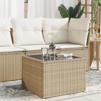 vidaXL Gartentisch mit Glasplatte Beige 55x55x37 cm Poly Rattan 366058