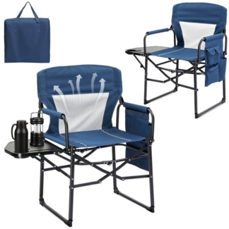 VINGLI Campingstuhl faltbar – Strandstuhl, Klappstuhl leicht mit Getränkehalter (1er/2er Set, 2 St), Regiestuhl klappbar für Picknick, Strand & Festival, Braun/Blau/Rot