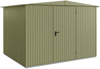 Hörmann Metall-Gerätehaus Berry Classic mit Satteldach Typ 3, 324 x 248 cm, schilfgrün, 8 m²,1-flüglige Tür