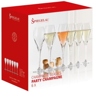 Spiegelau Special Glasses Party Champagne, 6er Set, Champagnerglas, Champagner Glas, Sektglas, Kristallglas, 160 ml, 4340189