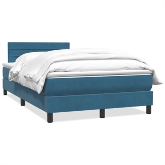vidaXL Boxspringbett mit Matratze Dunkelblau 120x210 cm Samt 3316303