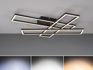 LED Deckenleuchte CORSO mit Fernbedienung & Tageslicht, Schwarz Breite: 66cm