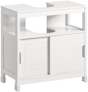 SoBuy FRG128-II-W Waschbeckenunterschrank, MDF, Lackiert, Weiß, 60 x 60 x 30 cm