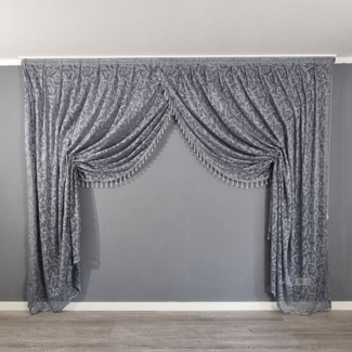 Gardinen by Justyna Gardine Kruvaze Grau, Kräuselband, Lichtschutz, Store,Perlengardine, Boncukluperde, Taslitül, Mechanismusgardine