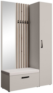 Beautysofa Garderobenschrank mit großem Spiegel und Kleiderstange MARGARET II+IV ein hoher eintüriger Kleiderschrank und ein komfortabler Schuhschrank