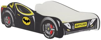 Kids Collective Autobett 70x140 und 80x160 cm Kinderbett Jugendbett mit Rausfallschutz (Spielbett Batman Batmobil Bat Car Auto), Kinderbett 70x140 cm mit Matratze & Lattenrost - für Kinder ab 2 J.