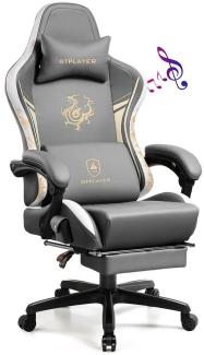 GTPLAYER Gaming-Stuhl Gamer Stuhl mit Bluetooth-Lautsprechern und Fußstütze, Dragon Series, Bürostuhl, Ergonomischer Gaming-Stuhl, Drehsessel, Computerstuhl