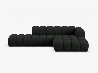 Micadoni Modulares Ecksofa offen Lupine 5-Sitzer Rechts Boucle Baloo Schwarz