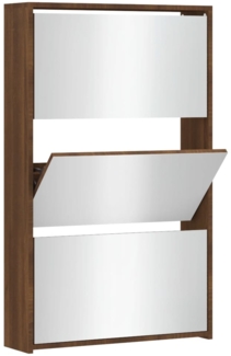vidaXL Schuhschrank mit Spiegel 3 Fächer Braun Eichen-Optik 342640