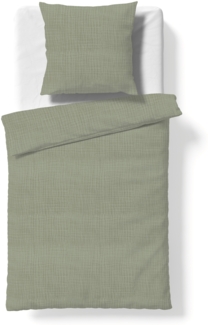 Fleuresse Musselin Bettwäsche 135x200 Faro oliv grün uni 614446-7069