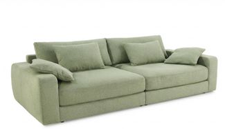 Big-Sofa 290 cm breit Federkern Lounge Couch extratief mit Flachgewebe Hellgrün