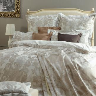 Mako-Brokat-Damast Bettwäsche - Curt Bauer Louis XIV 200x200 + 2x80x80 cm-1029 altsilber