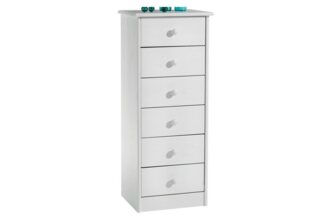 IDIMEX Kommode RONDO, Kommode Hochschrank mit 6 Schubladen Highboard Kiefer massiv lackiert