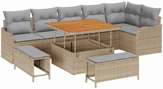 vidaXL Garten-Sofa-Set 9 pcs Beige, Hellgrau 100 x 100 x 71 cm 3364227