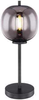 Tischleuchte, Glaskugel, schwarz-rauch, H 45 cm