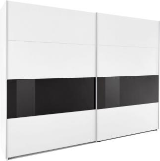 Kleiderschrank Bramfeld Schwebetürenschrank 270 x 64 x 208 cm weiß schwarzglas