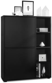 Highboard Schrank Anrichte Cuba mit 8 Fächern, Korpus in Schwarz matt / Fronten in Schwarz matt