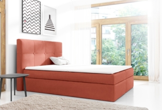99rooms Verduro Boxspringbett Velours MONOLITH Korallenrot 180x200 cm