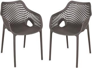 Gartenstuhl 2er Set NILS - Kunststoff, Anthrazit | Gartenstühle Wetterfest Essstühle Outdoor Terrasse