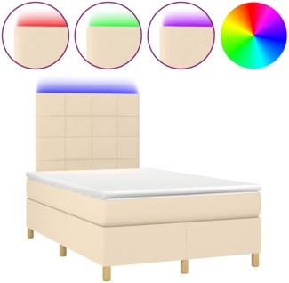 vidaXL Boxspringbett mit Matratze & LED Creme 120x190 cm Stoff 3270251