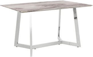 loft24 Esstisch Tiesto, in Marmoroptik, Chrom Gestell, Hochglanz, 120 cm