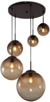 Hängelampe Esszimmer Glas Kugeln Hängeleuchte Wohnzimmer Modern Amber 5-flammig