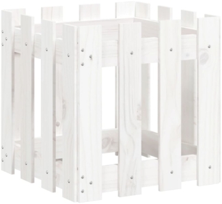 vidaXL Pflanzkübel Lattenzaun-Design Weiß 40x40x40cm Massivholz Kiefer 832448