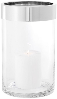 Casa Padrino Luxus Kerzenleuchter Silber Ø 20 x H. 31,5 cm - Runder Glas Kerzenleuchter mit Aluminium Ring - Luxus Kollektion