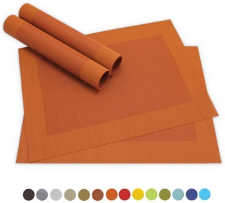 matches21 HOME & HOBBY Platzset Tischsets BORDA 4er Set Orange als Tischuntersetzer, (4-St), Abwaschbare Platzsets als Tischunterlagen für Ess-Tisch Tisch-Deko