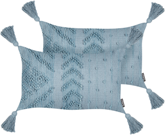 Kissen 2er Set Ohne Muster VALVARIA Baumwolle 30 x 50 cm Blau