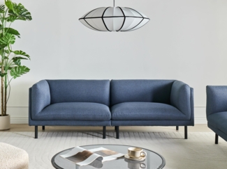 Beliani 'VORGOD' Sofa 3-Sitzer, Stoff dunkelblau, 221 x 84 x 76 cm