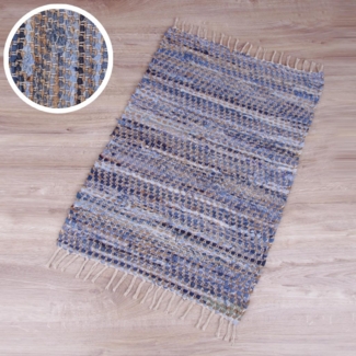 Teppich Läufer Matte Unterlage Vorleger Fußabtreter, breite Auswahl an modernen Fleckerl- und Baumwollteppichen (90x150 cm / Jeans Bone)