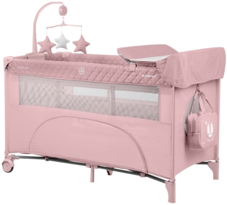Kikka boo Reisebett Nighty Night, 2 Ebenen, Spielbogen, 2 Räder, Wickelauflage pink
