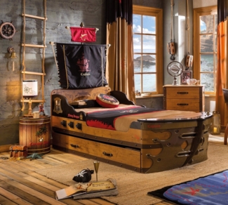 Möbel-Zeit Bett PIRATE Piratenschiff, 90x190 cm, Optional mit Ausziehbett