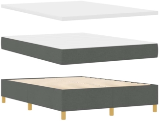 vidaXL Boxspringbett mit Matratze Dunkelgrau 160x200 cm Stoff 3344311