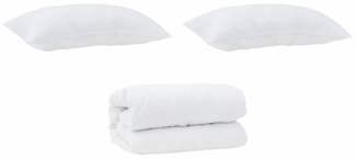 vidaXL Bettdecke mit Kissen 3 pcs Weiß Mikrofaser 3378163