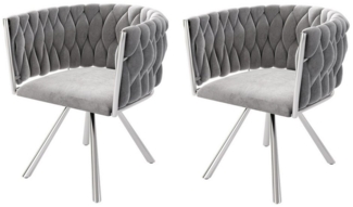 HAUSS SPOLE Esszimmerstuhl 2er set, Drehstuhl mit vier Stützbeinen aus Metall, Grau Samt (Polsterstuhl, Wohnzimmerstuhl, Küchenstuhl, Drehstuhl, 2 St), mit vier Stützbeinen aus Metall