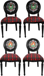 Casa Padrino Luxus Barock Esszimmer Set Schottland Mann und Frau Mehrfarbig / Schwarz 48 x 50 x H. 98 cm - 4 handgefertigte Esszimmerstühle - Barock Esszimmermöbel