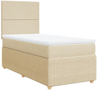vidaXL Boxspringbett mit Matratze Creme 90x200 cm Stoff 3291937