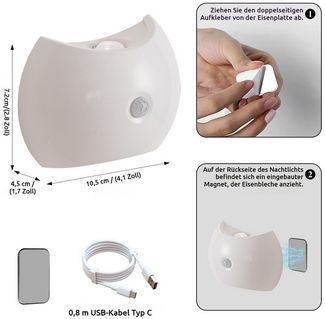 VIVIHEYDAY LED Wandleuchte mit Bewegungsmelder, Kabellose LED Innen Akku Wandlampe, Drei Farben Licht, USB Aufladbare Wandlampe Nachtlicht, für Treppe, Schlafzimmer, Schrank, Flur, 2/4/6 Stück