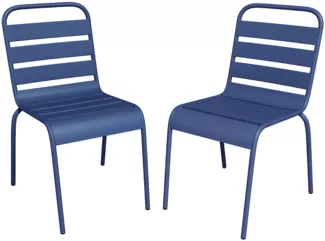 Vente-unique - MIRMANDE Gartenessgruppe Metall Blau - B 59 cm x H 79 cm x L 47,5 cm