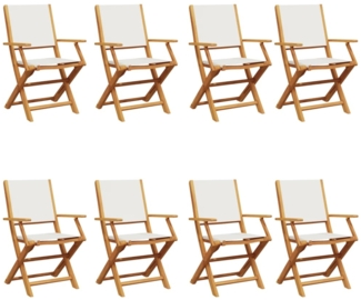 vidaXL Gartenstühle 8 Stk. Klappbar Cremeweiß Stoff und Massivholz 3214576