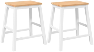 vidaXL Barstühle 2 Stk. Weiß Massivholz Gummibaum 4102581