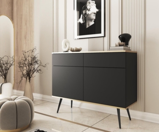Compleo Kommode Schmal, Design Kommode mit 2 Schubladen, Glamour Stil POLO