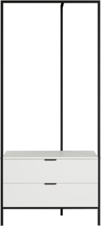 trendteam smart living - Jody - Garderobenständer mit 2 praktischen Schubladen - Weiß matt/Schwarz - Kompakter Kleiderständer - (BxHxT) 85 x 190 x 47 cm - Freistehende Garderobe mit Metallgestell