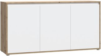 Sideboard >Skelpe< 3 Türen, Weiß / Artisan Eiche Dekor - 152,6x78,5x42cm (BxHxT)