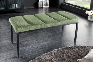 Elegante Sitzbank PLANO 80cm grün Cord schwarzes Gestell