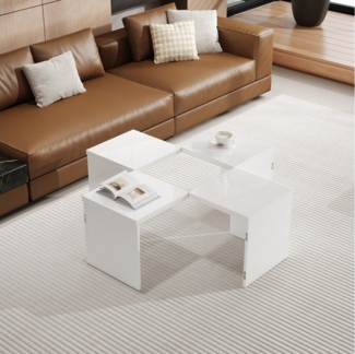 HAUSS SPOLE Couchtisch DIY Couchtisch, Hochglanz Tischplatte, freie Kombination Weiß (Satztisch, Wohnzimmertisch, Beistelltisch, hochwertige 30 mm Platten), kreativ gestaltbar, hochwertige Materialien