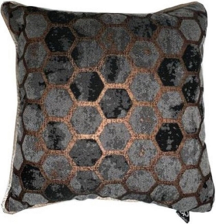 Casa Padrino Dekokissen Casa Padrino Luxus Kissen Grau / Kupfer 50 x 50 cm - Deko Kissen - Quadratisches Zierkissen - Wohnzimmer Deko - Luxus Deko Accessoires - Luxus Deko