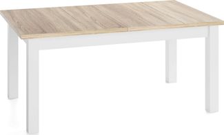 WFL GROUP Esstisch Lindberg ausziehbar verlängerbar rechteckig mit weißen Holzbeinen (MADE IN EU, XXL Groß– 120/140/150/160/200 cm ausziehbar auf 160/180/190/240/300 cm), platzsparender Tisch in Holzoptik für Küche, Esszimmer oder Wohnzimmer